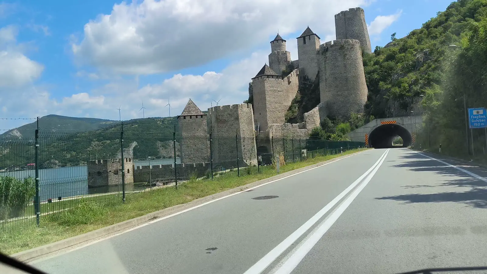 Golubac Fortress on the Danube in Serbia, seen from the road through the Djerdap gorge